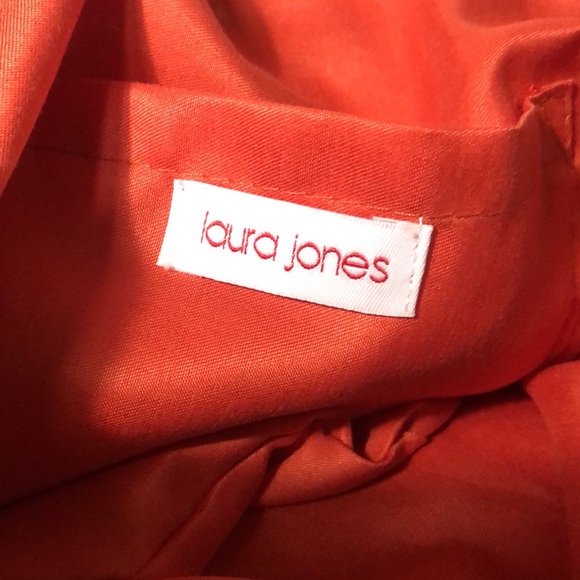 Laura Jones - orange sassy hand bag with bamboo handles - Picture 3 of 4